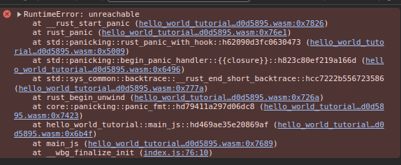 Panic message with debug symbols